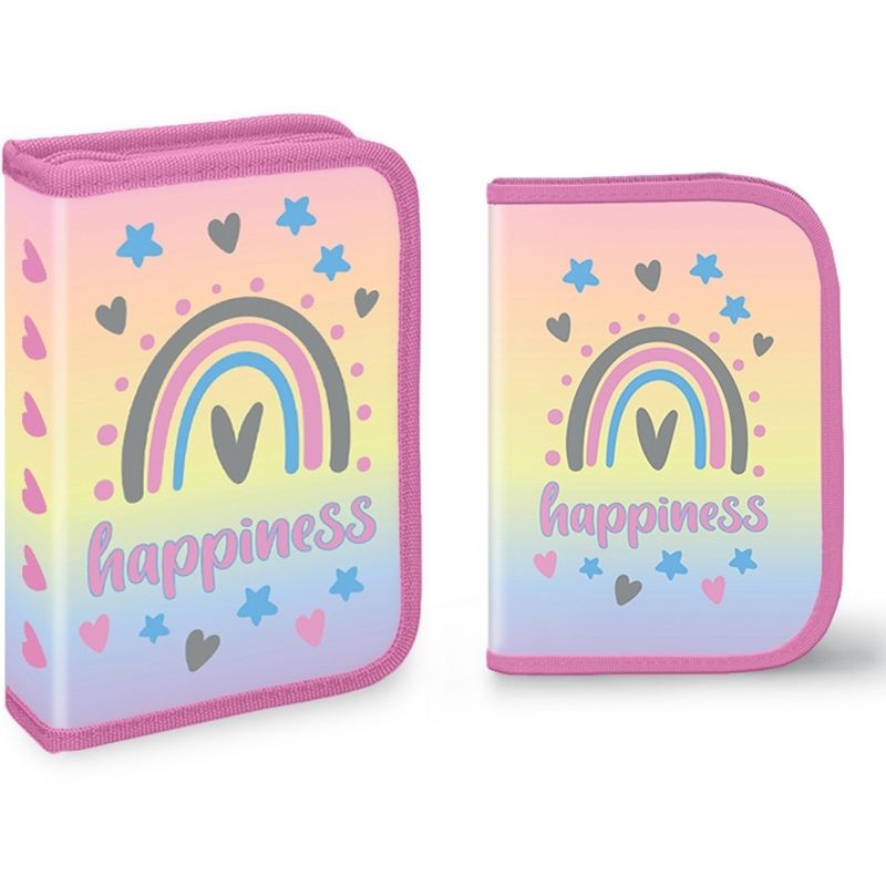 Penar scoala, echipat cu 32 piese, 2 extensii cu fermoar, model multicolor Happiness - imagine 4